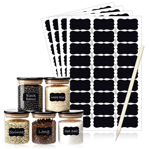 Image of GLUN® Reusable waterproof chalkboard labels for pantry jars