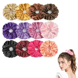 GLUN Satin Scrunchies (Pack of 12)