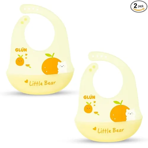 Image of GLUN® Pack of 2 Soft Feeding Bibs with Bowl