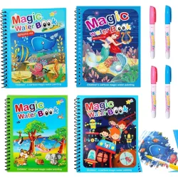 GLUN Water Magic Coloring Book for Kids (4 Books, 4 Themes) 