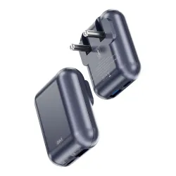 GM G+ 33W Spyder GaN Charger | Foldable Indian Pin | Travel Friendly | Type-C & USB-A Port | Advanced Protection for iPhone, Samsung, Pixel Series, Tablets, Macbook M1 |1 Year Warranty (Midnight Blue)