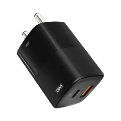 GM G+ 65W Mobile Fast Charging Adapter | GaN Technology | 2 USB Port - Type C & A | Compatible with iPhone 16, 15, 14, Samsung, Type C Laptops, MacBook, Dell, HP, ASUS | BIS Certified PD Cha...