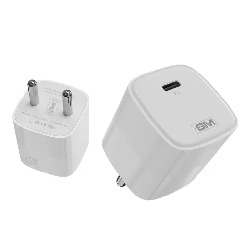 Image of GM G+ 25W GaN Fast Charger with USB-C Port | Type-C & Type-A 3.0 Fast Charging | Compact Travel Adapter for Phones, Tabl