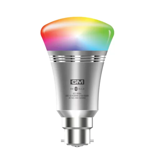 Image of GM Glitz Smart Bluetooth LED Bulb 10 W with App and Voice Control, RGBWW, and B22 Base