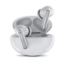 GM True Wireless Earbuds with Wireless Charging, Pure Bass, Quad-Mic Crystal Clear Calls, 45ms Low Latency, IPX 4 - Whit