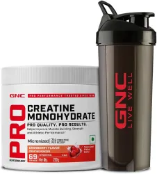 GNC Creatine Monohydrate With Black Shaker (750ml) Creatine (250 g, Cranberry)