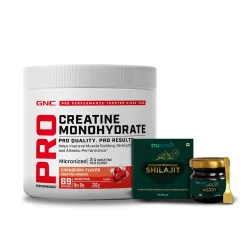 GNC Pro Performance Pure Micronized Creatine Monohydrate with Free Shilajit | 250 gm & 10 gm Shilajit | Instantized | Fu