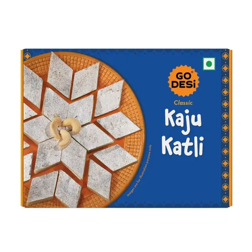 Image of GO DESi Classic Kaju Katli 200 grams, Made with Cashew Nuts, Sweets Indian Mithai, Indian Sweets Gift Pack