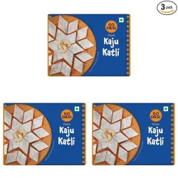 GO DESi Classic Kaju Katli - 200/180 grams | No Artificial Flavours | Rich, Nutty Taste | Sweets | Mithai (Pack of 3)