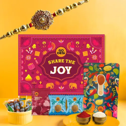 Image of GO DESi Rakhi Gift Box – 11 Items | Rakhi Gift for Brother | Single Rakhi for Brother |