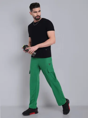 Image of Go Devil  Men Regular Fit Green Cotton Blend Trousers
