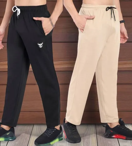 Image of Go Devil  Pack of 2 Men Solid Black Track Pants