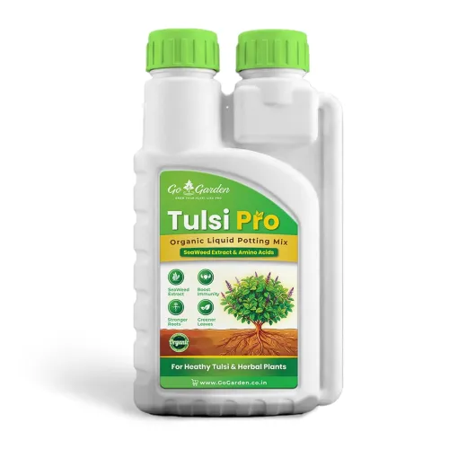 Image of Go Garden Organic Liquid Potting Mixture for Tulsi Plants 250ml | Tulsi fertilizer for tulsi plant Boost Growth, Roots &