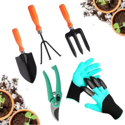 Go Hooked Gardening Tools Kit with Gloves - set of 5