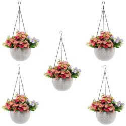 Go Hooked Plastic Hanging Pot | 7.1 Inch Diameter | Set of 5