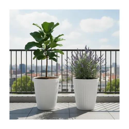 Image of Go Hooked Plastic Planter Pot for Indoor Outdoor Plants 14 Inch Flower Pot for Home Decor, Balcony, Garden, Office – Dec