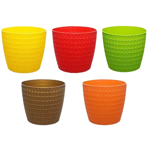 Image of Go Hooked Plastic Pot, Multicolour, Pack of 5