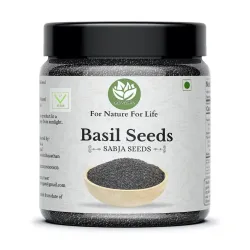 Go Vegan Raw Basil Seeds for weight loss - 300gm | Sabja Seed, Takmuria Seeds 300g (Jar Pack)