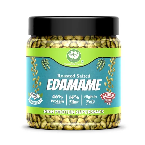 Image of Go Vegan Roasted Salted Edamame, 150gm (46% Protein, 17% Fiber, Lightly Salted Young Green Soybeans | 100% Veg Protein R