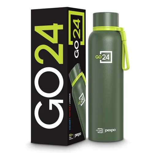 Image of Go24 Pexpo Insulated Water Bottle 1 LTR, Stainless Steel Leak Proof Flask, 24 Hours Hot & Cold, BPA Free Bottle for Gym,