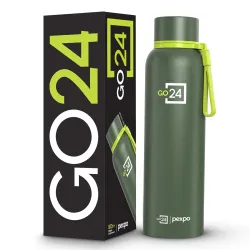 Go24 Pexpo Insulated Water Bottle 1 LTR, Stainless Steel Leak Proof Flask, 24 Hours Hot & Cold, BPA Free Bottle for Gym,