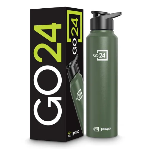 Image of Go24 pexpo Stainless Steel Water Bottle Chromo Military Green 950ml 