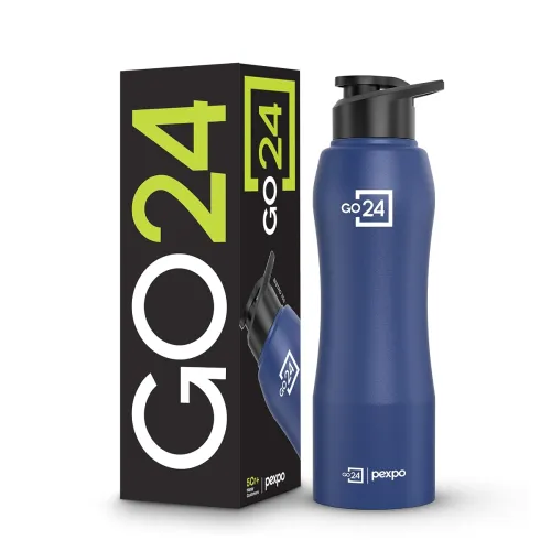 Image of Go24 pexpo Stainless Steel Water Bottle Bistro Denim Blue 750ml
