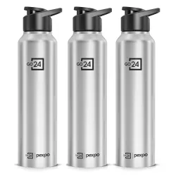 Go24 pexpo Stainless Steel Water Bottle Chromo Silver 950ml