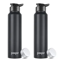 Go24 pexpo Stainless Steel Water Bottle Chromo Knight Black 950ml