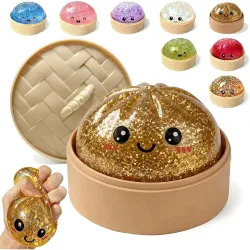 Goal Zone Dumpling Squishy Ball, Dumpling Squishy Mystery Box, Fidget Sensory Toy for Adults,Colorful Dumplings Stress Balls with Food Steamer,Stretchy Desk Toys { Rendom Pic of 1 Multicolou...