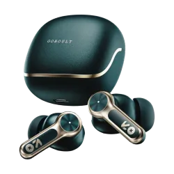 GOBOULT Raven 70Hrs Battery, App Support, Dual Pairing, Quad Mic ENC, Boosted Bass, 5.4v Bluetooth Headset (Emerald Green, True Wireless)