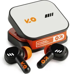 Goboult Tenet 75Hrs Battery, App Support, Dual Pairing, Quad Mic ENC, Boosted Bass, 5.4v Bluetooth Headset (Turbo Orange