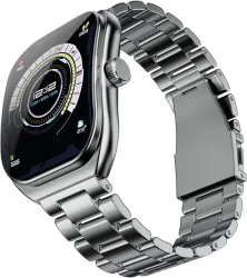 GOBOULT Trail Pro 2.01inch 3D Curved Display + AMOLED, 250+ Watch Faces, IP68 Smartwatch (Silver Strap, Free Size)