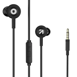GOBOULT XO Black Wired Earphones with 3.5mm Jack, Extra Bass, 10mm Dynamic Driver, Inline Control, IPX5 Water Resistant,