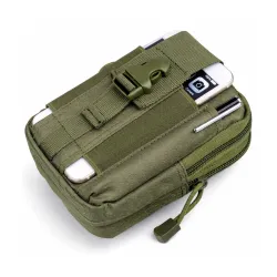 GOCART WITH G LOGO Men's Nylon Outdoor Tactical Waist Bag EDC Molle Belt Waist Pouch Security Purse Phone Carrying Case (Green)