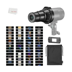 Godox AK-R21 Flash Projector, Split Focalize Conical Snoot Optical Condenser with AK-S Slide Set (60pcs) for Fresnel Hea