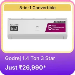 Godrej 1.4 Ton 3 Star AC @ ₹26990 on Flipkart big Billion Days Sale