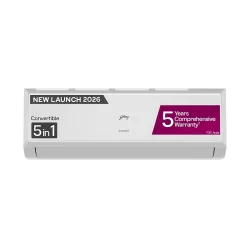 Godrej 1.5 Ton 3 Star,New Star rated,5 Years Comprehensive Warranty, AI Powered, 5-In-1 Convertible Cooling, Inverter Sp