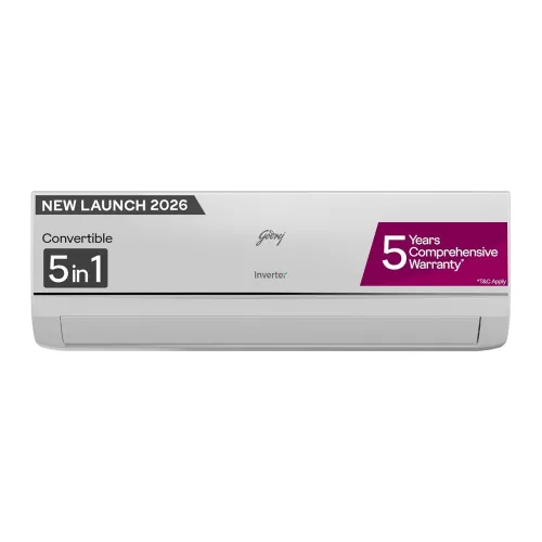 Image of Godrej 1 Ton 3 Star, New star rated, Inverter Split AC, 5-in-1 Convertible Cooling, AI Powered, Self Clean, Copper Conde