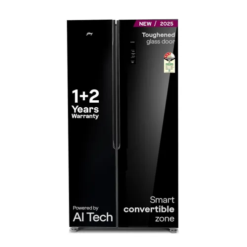 Image of Godrej 600L Convertible Fridge 3-Star (Black Glass)