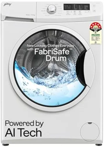 Image of Godrej 7 kg AI Powered, FabriSafe Drum, Eco Wash Fully Automatic Front Load White (WFEON CRS 7010 5 0 FKEDM GLWH)