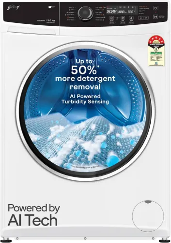 Image of Godrej 9 kg with AI Tech Fully Automatic Front Load Washing Machine with In-built Heater White, Grey (WFEON ZUS 9014 5.0