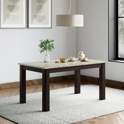 Godrej Interio Allure 6-Seater Rubber Wood Rectangular Dining Table (1-Year Warranty, Brownish Black)