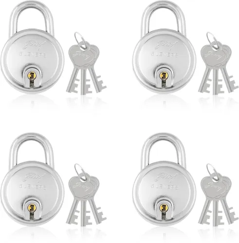 Image of Godrej Locks 5 Levers - 3 Keys Round - Pack of 4 Padlock