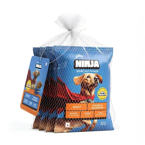 Image of Godrej Ninja Adult Dry Dog Food, Chicken & Multigrain 400g (4x100g Pack)