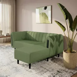 Godrej Interio Paramount L-Shape 3 Seater Fabric Sofa Green