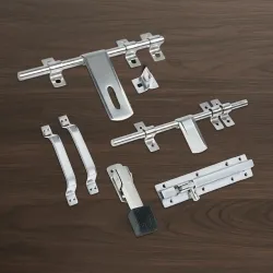 Godrej Door Fittings |SS Door Kit | 2N Handle, 2N Aldrop, Tower Bolt, Rubber Door Stopper | Glossy Finish, Heavy Duty Anti-Rust | Main Doors & Internal Doors, Bedroom | Screws are Included