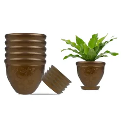 Go Hooked Plastic Planter Pots Set of 6 with Saucer Tray 
