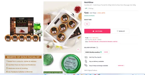 Image of NutriGlow Combo Pack Facial Kit: 250g With Aloe Vera Massage Gel 100g