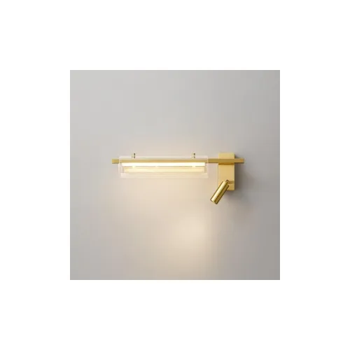 Image of Gold LED Wall Light with Reading Spotlight